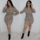 New Women's Fashion Printed Shirt Slim Fit Mini Open Lined Dress Y5216