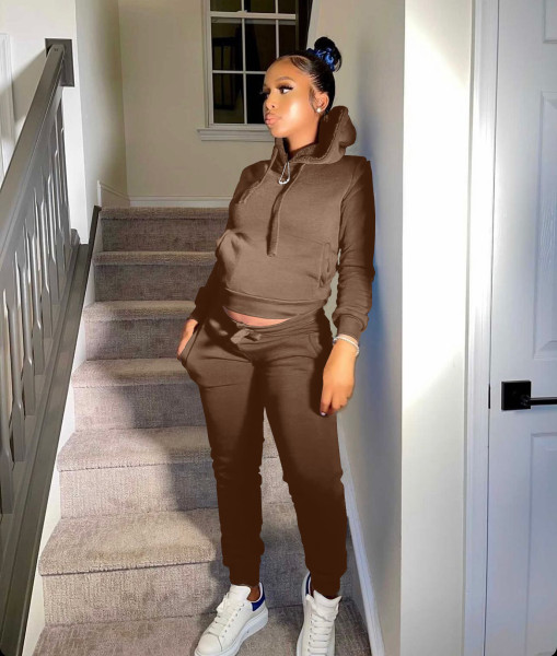 Autumn and winter plus velvet sweatshirt sports and leisure suit L274