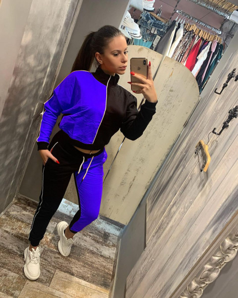 Popular women's color matching butt sleeves fashion casual sports two-piece suit HM6533