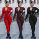 Heat transfer zipper stretch hip-lifting one-piece trousers sports fitness yoga clothes OQ033