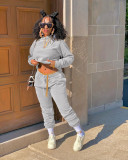 Autumn and winter sweater plus velvet loose two piece hooded sports suit TK6201