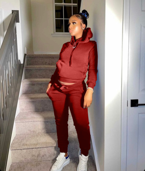 Autumn and winter plus velvet sweatshirt sports and leisure suit L274