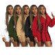 Ladies Lace-up Decorative Hooded Long Sleeve Zipper Dress Women W8263