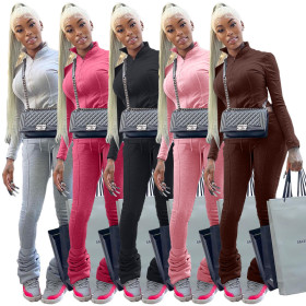 Women's clothing plus pile pile pants jacket two-piece suit L280