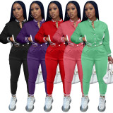 Solid color women's jacket suit single-breasted button long-sleeved baseball uniform two-piece suit YM224