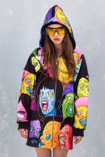 Women's Halloween Costume Amazon New Product Personality Fashion Cartoon Print Hooded Jacket LS6380
