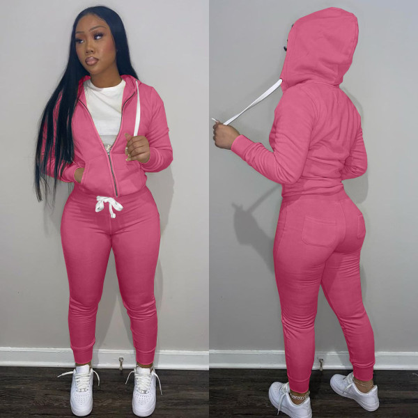 Women's autumn and winter twill sweater fabric sports two-piece suit L273