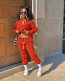 Autumn and winter sweater plus velvet loose two piece hooded sports suit TK6201