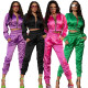 Pure color zipper fashion casual sports two-piece suit HM6529