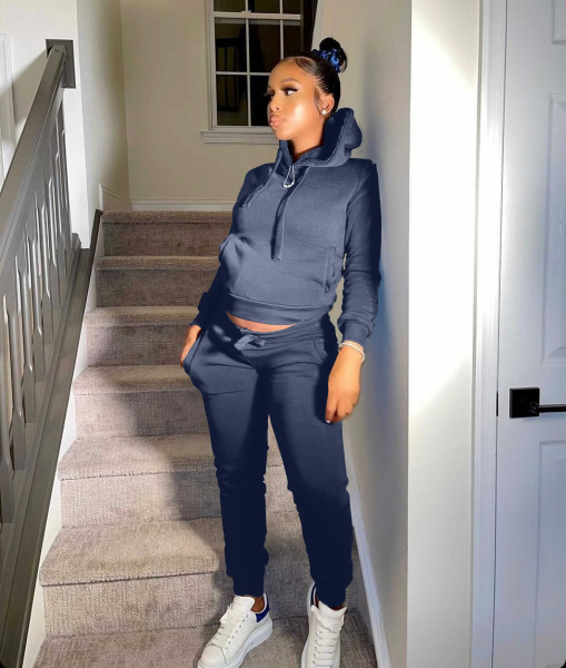 Autumn and winter plus velvet sweatshirt sports and leisure suit L274