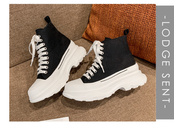 Canvas High Top 2021 New Sponge Cake Thick Bottom Increased Small White Shoes Women's Casual Sports Women's Daddy Shoes S620875045738
