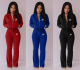 Women's printed wholesale sweatshirt casual flared pants two-piece suit OQ031