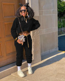 Autumn and winter sweater plus velvet loose two piece hooded sports suit TK6201