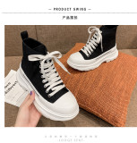 Canvas High Top 2021 New Sponge Cake Thick Bottom Increased Small White Shoes Women's Casual Sports Women's Daddy Shoes S620875045738