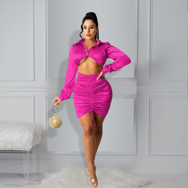 New style dress with ruffled open lining and exposed long-sleeved hip dress F88396