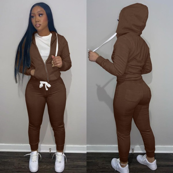 Women's autumn and winter twill sweater fabric sports two-piece suit L273