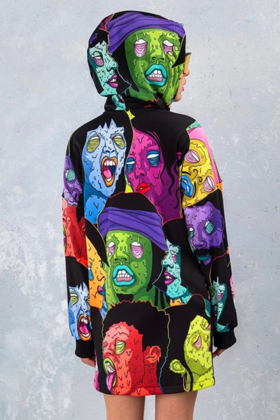 Women's Halloween Costume Amazon New Product Personality Fashion Cartoon Print Hooded Jacket LS6380