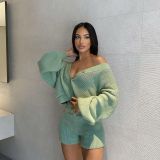 Autumn and winter new ladies sweater suit casual sweater two-piece suit F88393