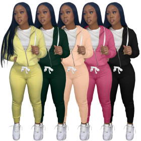 Women's autumn and winter twill sweater fabric sports two-piece suit L273