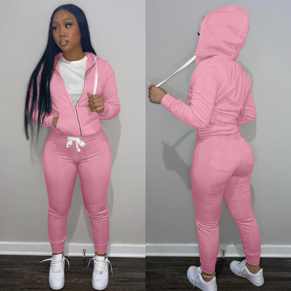 Women's autumn and winter twill sweater fabric sports two-piece suit L273