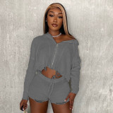 Autumn and winter new sweater suit women's hooded casual sweater suit autumn and winter suit F88386