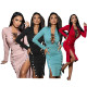 New women's fashion casual stitching tube top strap double-breasted dress HM6530