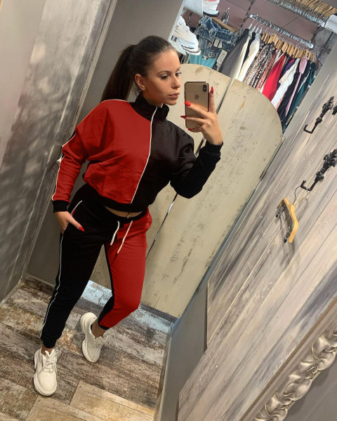 Popular women's color matching butt sleeves fashion casual sports two-piece suit HM6533