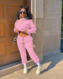 Autumn and winter sweater plus velvet loose two piece hooded sports suit TK6201