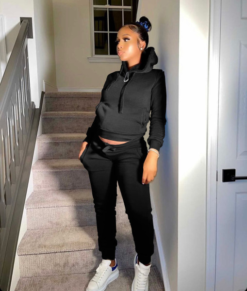 Autumn and winter plus velvet sweatshirt sports and leisure suit L274