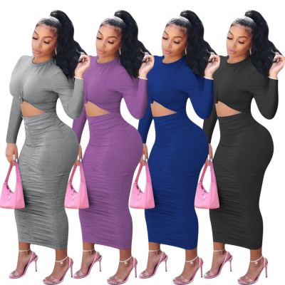 New autumn and winter dress women's ruffled bow long sleeve dress F88391