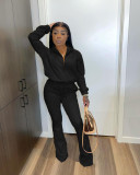 Sexy two-piece suit with solid color zipper elastic horn CQ1511