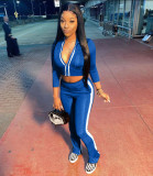 Trousers zipper opening and color matching sports and leisure suit MN8387