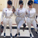 Fashion women's solid color sports and leisure trousers two-piece suit Q77321