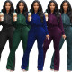 Drawstring leisure zipper sports two-piece suit LY052