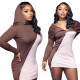 New casual hooded women's skirt irregular stitching sexy dress A8652