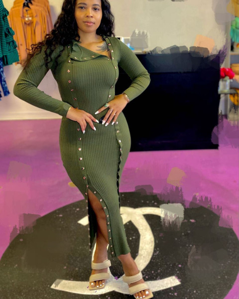 Women's fashion, breasted, pit stripe sexy dress YT3295