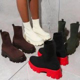 Couple socks shoes women 2021 autumn and winter new thick-soled casual large size net red knitted short boots women cross-border large size shoes S657498643582