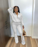 Sexy two-piece suit with solid color zipper elastic horn CQ1511