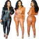 Fashion casual leather jumpsuit PU6802