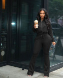 Drawstring leisure zipper sports two-piece suit LY052