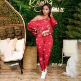 Christmas element printing home casual suit LY054