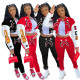 Shark letter printing single-breasted color block jacket baseball uniform sports suit MN8388