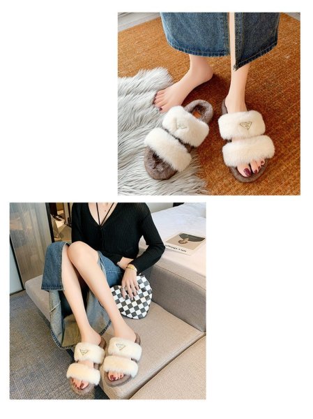 Hairy slippers women 2021 new autumn and winter wear hollow women's cotton slippers popular fairy slipper S656787683343