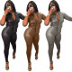 Women's elastic snake print faux leather sexy two-piece suit MN8385
