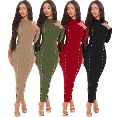 Women's fashion, breasted, pit stripe sexy dress YT3295