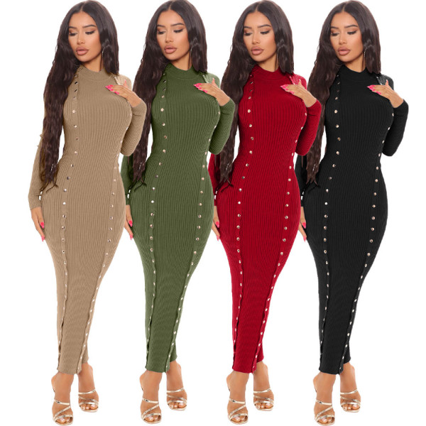 Women's fashion, breasted, pit stripe sexy dress YT3295
