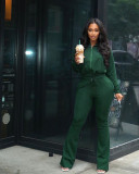 Drawstring leisure zipper sports two-piece suit LY052