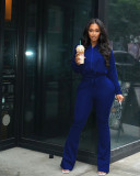 Drawstring leisure zipper sports two-piece suit LY052