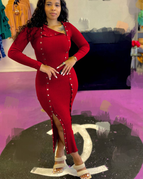 Women's fashion, breasted, pit stripe sexy dress YT3295