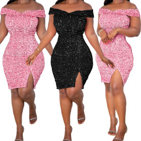Women's prom dress evening gown elegant sexy sequin dress women S390213